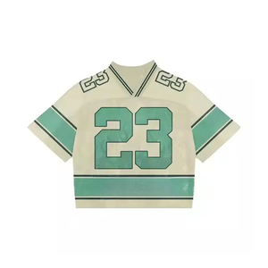 Maillot de football américain personnalisable en mesh avec impression sublimée tendance, manches courtes, logo brodé OEM - Product Image 6