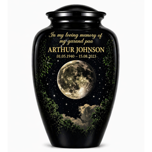 Urna Funeraria Conmemorativa Negra Personalizada con Adhesivo de Esmalte para Cenizas Humanas de Adultos - Product Image 1