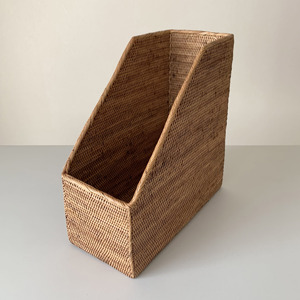 Desk organizer for home office rattan <b>file</b> magazine storage basket <b>document</b> container baskets - Product Image 1