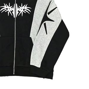 OEM ODM Men's Casual Zip Hoodie Solid Patchwork Drawstring Sweatshirts Applique Splicing Streetwear For Sport Outdoor Vintage - Product Image 5