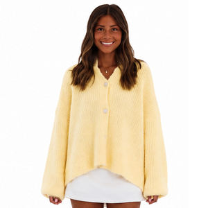 Cardigan à capuche en tricot pour femme, manches longues, ouvert sur le devant, style décontracté, couleur unie, en acrylique doux, idéal pour l'automne - Product Image 2
