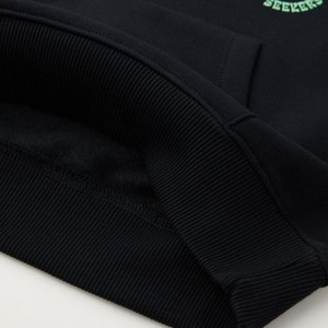 Sweat-shirt à capuche noir pour homme avec logo imprimé personnalisé, coupe classique, en coton molletonné, pour l'automne, OEM 2026 - Product Image 4