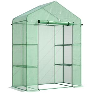 Serra con Telaio in Metallo Verde 56x29x77 Pollici, 4 Ripiani, PVC PE, Facile da Montare, Porta Avvolgibile, Copertura Resistente alle Intemperie per Giardinieri Domestici - Product Image 1
