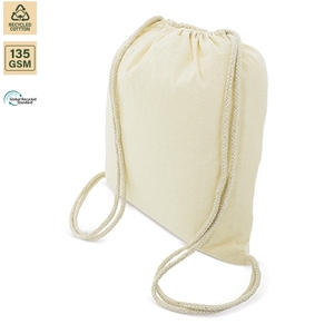 225 GSM Recycled Cotton <b>Drawstring</b> <b>Backpack</b> Gym Sports 36x40 cm Flat Custom Logo Wholesale OEM Private Label Model ANKJ055-R - Product Image 2