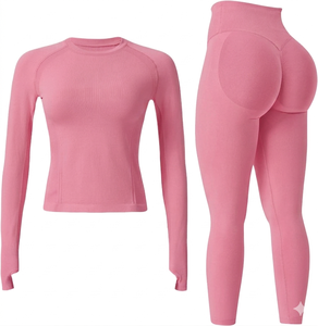 Conjunto Deportivo de 2 Piezas para Mujer, Leggings y Sujetador Deportivo Transpirables, Hechos en Fábrica, Leggings de Yoga por Encima de la Rodilla, Sin Costuras - Product Image 1