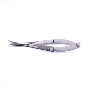 Tijeras Profesionales para Pestañas con Logotipo Personalizado, Pequeñas, con Resorte, para Extensiones, Inclinadas, de Acero Inoxidable con Recubrimiento de Polvo Negro y Chapado en Oro - Product Image 5