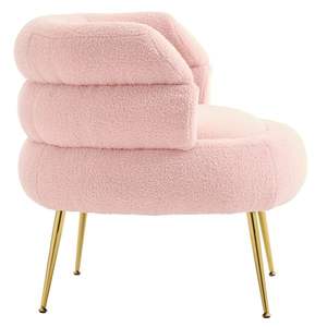 FCH Fauteuil d'intérieur Teddy Fleece avec pédales Chaise de salon rose tendre - Product Image 6