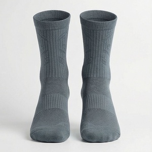 Crew <b>Socks</b> Solid Gray Knitted Breathable Polyester Spandex <b>Running</b> Athletic Summer Adults Regular Style - Product Image 1