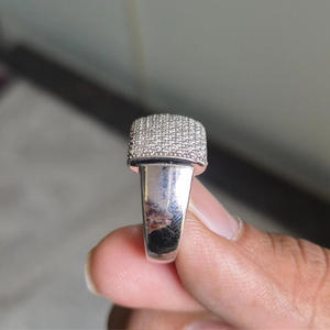 Anillo de Compromiso con Moissanita de Corte Brillante Redondo y Diamantes Pavé para Hombre, Estilo Hip Hop, Anillo de Cúpula para Caballero, Joyería de Plata Esterlina 925 - Product Image 4