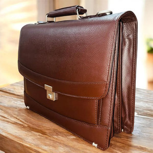 Sac à main pour ordinateur portable en cuir véritable 100% authentique, sacs imperméables de qualité supérieure en cuir véritable pour hommes - Product Image 3