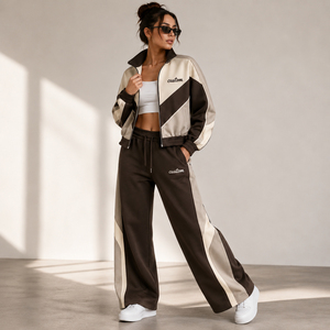 <b>Women</b> 2 Piece Panel Zipper Tracksuit Set Streetwear Fashion Casual Sweatshirt <b>Jogger</b> Matching <b>Outfit</b> - Product Image 4