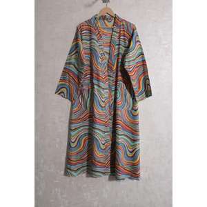 Bata Kimono Larga de Algodón Estampado con Cuello en V para Mujer, Estilo Boho Floral, con Cierre de Cinturón, Suave, Transpirable y Ligera para Verano - Product Image 3