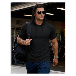 เสื้อฮู้ดแขนสั้นผู้ชาย UPF80+ ป้องกันแสงแดด น้ำหนักเบา ระบายอากาศได้ดี เหมาะสำหรับออกกำลังกาย วิ่ง เทรนนิ่ง ฟิตเนส - Product Image 4