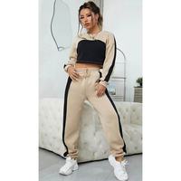 Ensembles de survêtements deux pièces pour femmes 2026 – Collection décontractée haut de gamme avec blocs de couleur et crop top – Vente en gros