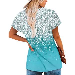 2025 blusas de lino con cuello en V para mujer, Túnica de verano con cuello de lazo, blusas holgadas informales, talla XL - Product Image 3