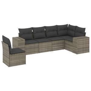 Conjunto de Sofá de Jardín de Ratán Sintético D0100XFTXG6, Gris, 6 Plazas, Patas Ajustables, Muebles de Exterior, Diseño Contemporáneo - Product Image 4