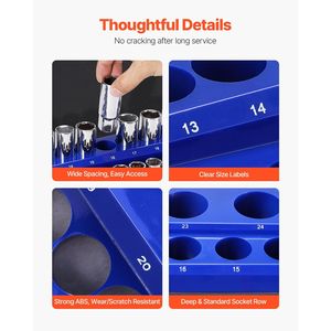 Set di Organizzatori Magnetici per Bussole 3 Pezzi 1/4FT 3/8FT 1/2FT, Vassoi Trasparenti per Bussole Metriche, Vassoi per Stoccaggio da Laboratorio - Product Image 5