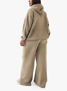Conjunto Deportivo con Capucha para Mujer, Talla Grande, Color Sólido, Corte Holgado, Sudadera Larga y Pantalones Deportivos con Bolsillos Laterales - Product Image 5