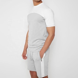 New Custom Summer Comfortable Color Block Shirt and Shorts Set Cotton <b>Running</b> Men Short Sets - Product Image 6
