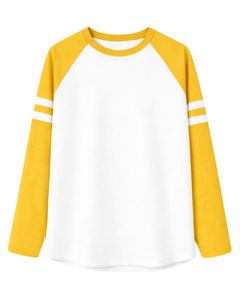 Custom Yellow <b>White</b> Raglan Long Sleeve T Shirt Men 100% Cotton Crew Neck Casual Baseball <b>Tee</b> OEM Manufacturer Supplier bulk - Product Image 1