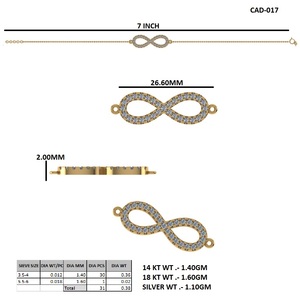 Pulsera de Oro Rosa con Dije Infinito y Diamantes, Joyería de Cadena Abierta para Regalo de Aniversario - Product Image 5