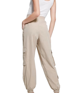 Pantalon cargo en jean peint multi-poches pour femme, taille haute, respirant, séchage rapide, 100 % polyester, délavé, décontracté, nouvelle collection - Product Image 1