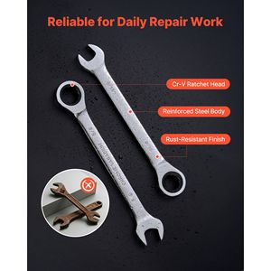 Set di chiavi combinate da 16 pezzi con cricchetto, misure SAE, 72 denti, in acciaio CR-V, con custodia arrotolabile e indicatori di misura chiari - Product Image 5