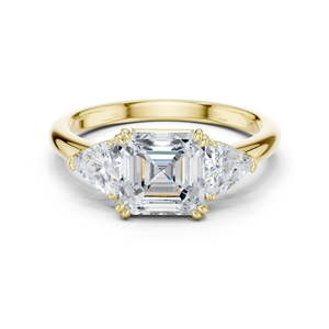 High Quality Trio <b>Ring</b> With Asscher & Trillion Cut Lab Grown Diamond <b>Ring</b> Wholesale Price Jewelry <b>Crafted</b> From 14K Yellow Gold - Product Image 1
