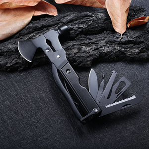 Hache de survie multi-outils avec tête de marteau et hache, manche en aluminium rouge, lames en acier inoxydable, utilisation tactique en extérieur - Product Image 4