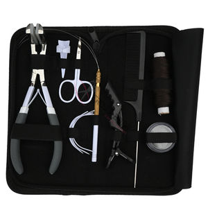 High Quality Salon Hair Extension Tool Kit with Hair Pressing Tool Wire Loop Threader <b>Beads</b> Box Hair Scissor Rat Tail Comb Set - Product Image 6