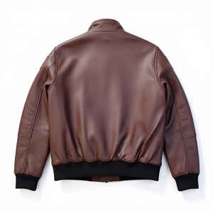 Veste COPTER marron antique - 100% cuir de mouton - Respirante et écologique - Logo brodé sur le devant - Style rétro décontracté vintage - Product Image 3