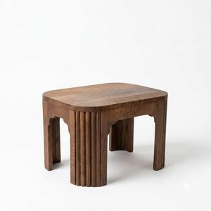 <b>Wood</b> Scalloped Stepping <b>Stool</b> | <b>Step</b> <b>Stool</b>, Plant Stand, Footrest & Accent Piece - Product Image 1
