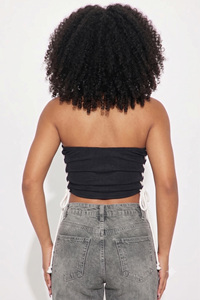 Women's Strapless <b>Mesh</b> <b>Crop</b> <b>Top</b> Custom Graphic Print Jersey Athletic Inspired women's shirt Lace Side Bandeau <b>Top</b> Boutique Style - Product Image 2