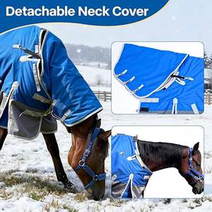 Manta de Invierno para Caballo, Manta Impermeable para Caballo 1200D, 260g, Relleno de Peso Medio, con Cubrecuello Desmontable - Product Image 2