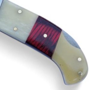 Compact Folding Knives Damascus Pattern <b>Steel</b> Blade Handmade Design Ergonomic Grip for Hunting Camping Hiking and <b>Outdoor</b> - Product Image 3