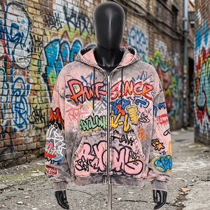 Sudadera con Capucha Extra Grande para Hombre, con Cierre, Estampado de Grafiti, Estilo Urbano, Felpa de Algodón, Ecológica, Ropa Casual de Invierno - Product Image 6
