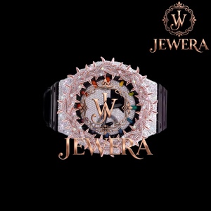 Reloj de Lujo con Correa de Caucho Negro y Diamantes de Moissanita de Calidad de Exportación para Uso Diario, Fiestas y Moda Urbana, Disponible para la Venta - Product Image 3