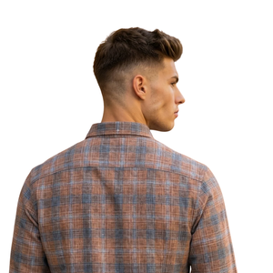 Brown Blue Plaid <b>Men</b> <b>Flannel</b> <b>Shirt</b> Long Sleeve Button Down Checkered Casual <b>Shirt</b> Soft Brushed Fabric Streetwear Wholesale - Product Image 4
