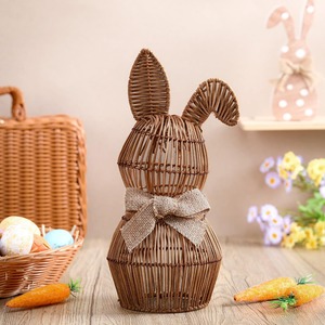 Handwoven rattan bunny cheap cost easter stuff high quality rabbit ornament for decoration - Product Image 2