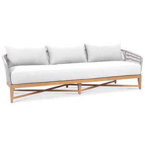 Ensemble de canapés de jardin en teck massif avec détails en corde et coussins – Mobilier de patio extérieur moderne - Product Image 4