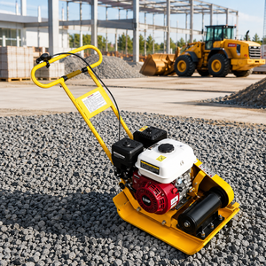 Plaque vibrante jaune Tayo avec roulement central, puissance 5 CV, faible coût d'entretien pour la construction routière et le compactage du sol - Product Image 1