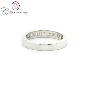 NOUVEAU 2024 CLASSIQUE 18K AU750 OR BLANC MASSIF DIAMANT NATUREL SERTIS EN CANAL BAGUE DE MARIAGE avec TAILLE PRINCESSE et BAUGETTE - Product Image 3