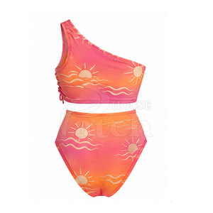 Women Resort Swim Set Two Piece Coordinated Swimwear Flexible Fabric <b>High</b> Bottom Summer Travel Beach Apparel - Product Image 2