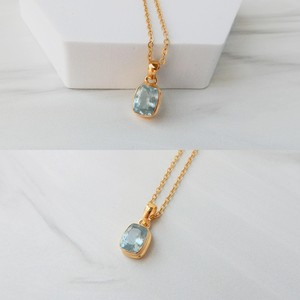 สร้อยคออะความารีน จี้ทองเวอร์เมล์ สร้อยคอเงินแท้ เครื่องประดับประจำเดือนมีนาคม ผู้จำหน่ายขายส่ง - Product Image 3