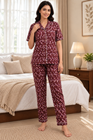 Ensemble de pyjama 3 pièces pour femmes en coton 100% imprimé floral léger été/hiver avec manches courtes et fermeture à boutons