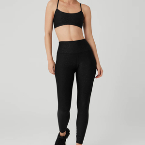 Ensemble de sport pour femme de haute qualité, comprenant un legging à taille élastique avec fermetures éclair à imprimé animal et un soutien-gorge, avec logo frontal, séchage rapide - Product Image 1