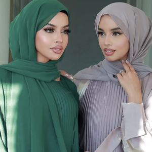 Women Chiffon Scarf Hijab <b>Wrap</b> Solid Color <b>Shawls</b> Headband Muslim Hijabs - Product Image 2