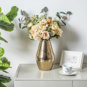 Farmhouse Brass <b>Vase</b> with Hammered Texture Gold Finish Handmade Tabletop <b>Decor</b> for Home Interior for Home <b>Decor</b> - Product Image 6