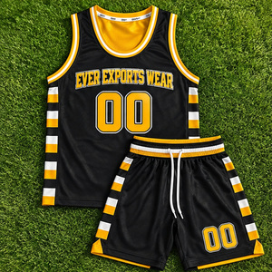 Ensemble de maillots de basket-ball en maille noire et jaune personnalisés pour hommes, uniforme sans manches respirant avec nom et numéro de l'équipe - Product Image 4