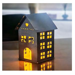 Portavelas de metal de gran venta con diseño de casa de pueblo, con ventanas detalladas, estilo rústico de granja, para velas votivas - Product Image 4